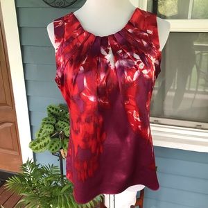 ❤️TAHARI Red/Purple Tie-Dye Satin Top